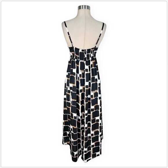 Karl Lagerfeld Printed Drop Hem Sweetheart Midi Logo Charm Dress NWT New 6 - Picture 5 of 6